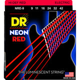 3 Sets DR NRE-9 Neon Red Light 9-42 Electric Guitar Strings