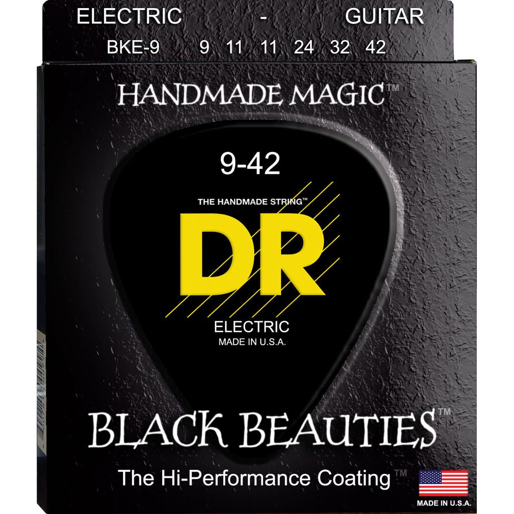 DR Strings BKE-9 Black Beauties Light 9-42 K3 Technology Electric Strings