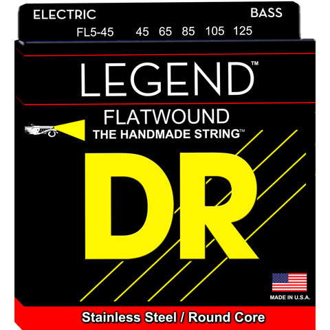 DR FL5-45 Legend Medium 45-125 5-String Flatwound Bass Strings