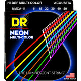 DR Strings NMCA-11 Neon Hi-Def Multicolor Medium Light 11-50 Acoustic Guitar Strings