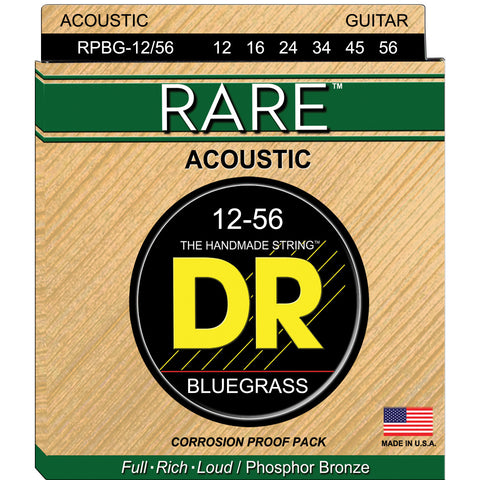 DR Strings RARE RPBG Bluegrass 12-56 Phosphor Bronze Acoustic Guitar Strings