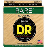 3 Sets DR Strings RARE RPL Light 10-48 Phosphor Bronze Acoustic Guitar Strings
