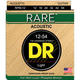 3 Sets DR Strings RPM-12 RARE 12-54 Phosphor Bronze Acoustic Guitar Strings