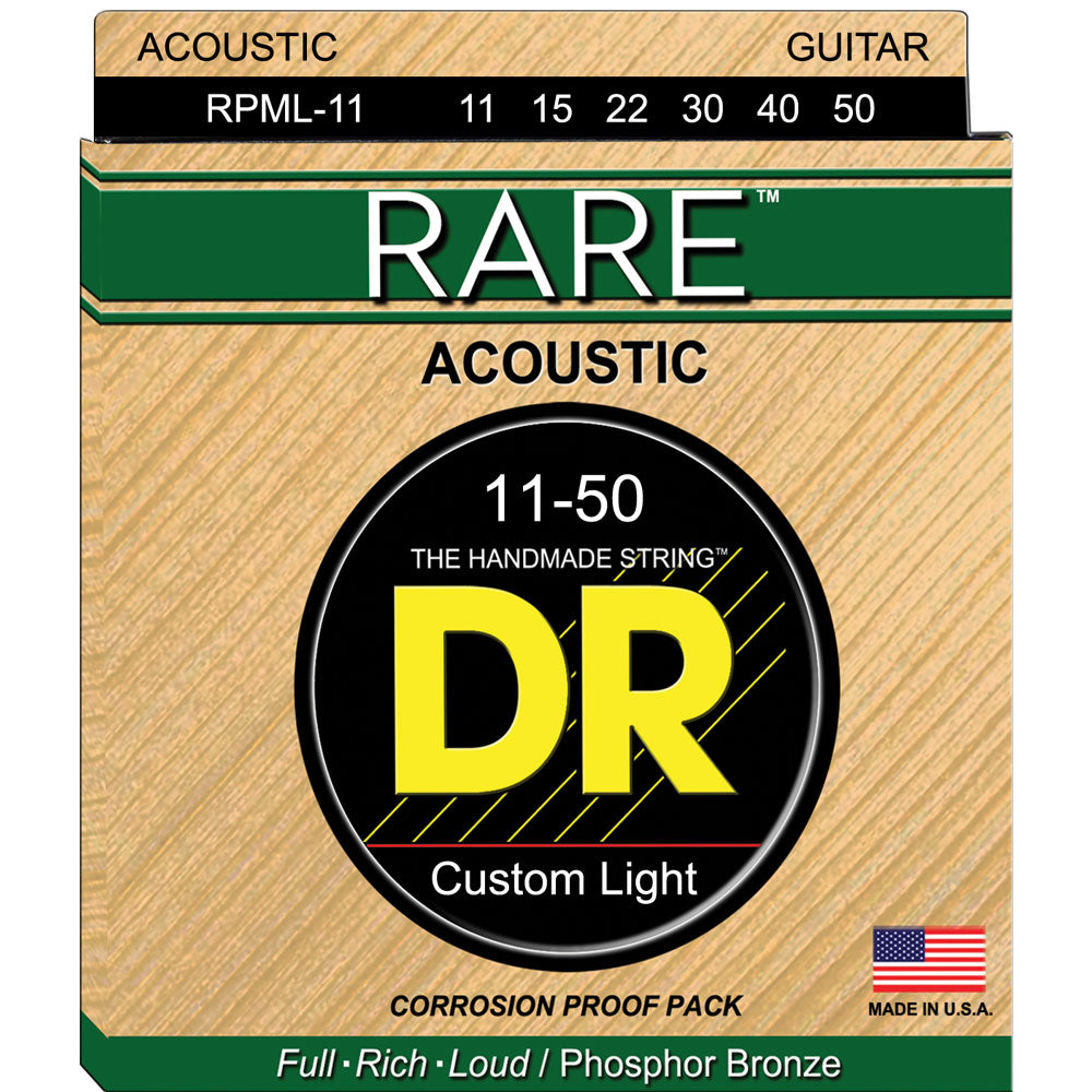 DR Strings RARE RPML Medium Light 11-50 Phosphor Bronze Acoustic Guitar Strings