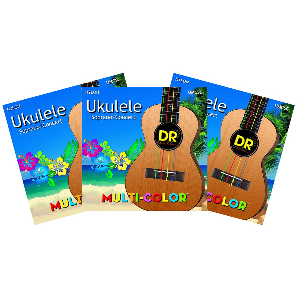 3 Sets DR Strings UMC-SC Multicolor Soprano Concert Ukulele Strings