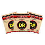 3 Sets DR VTA-11 Veritas Phosphor Bronze Custom Light 11-50 Acoustic Strings