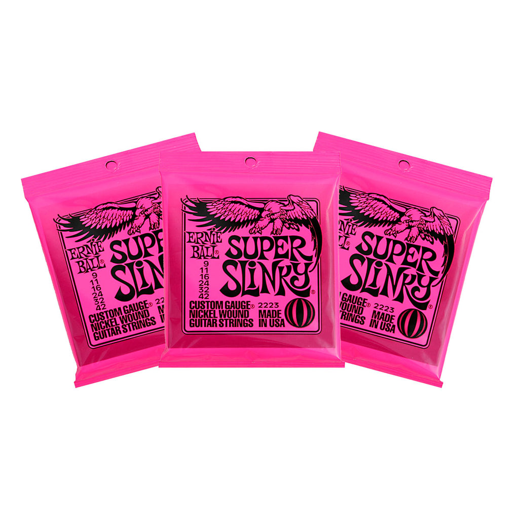 3 Sets Ernie Ball 2223 Super Slinky 9-42 Nickel Wound Electric Guitar Strings