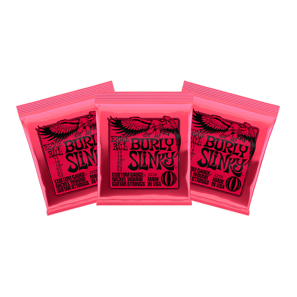 3 Sets Ernie Ball 2226 Burley Slinky 11-52 Nickel Wound Electric Strings