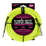 Ernie Ball 6080 10' Braided Neon Yellow Straight to RA Instrument Cable