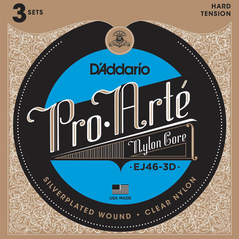 D'Addario EJ46-3D, 3 Pack of Pro Arte Nylon Hard Tension Classical Guitar Strings