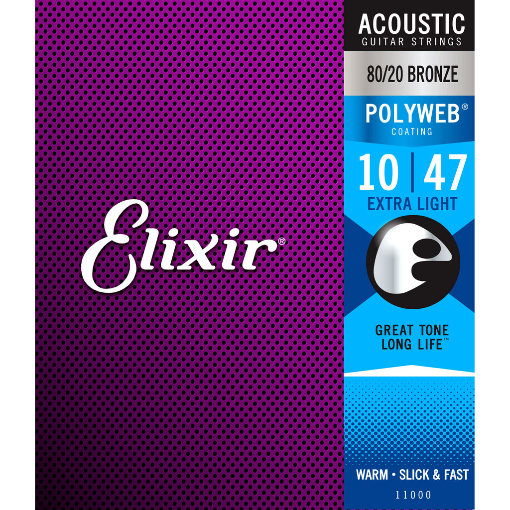 Elixir 11000 Polyweb Extra Light 10-47 80/20 Bronze Acoustic Guitar Strings