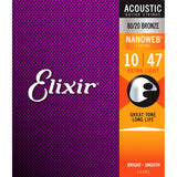 3 Sets Elixir 11002 Nanoweb Extra Light 10-47 80/20 Bronze Acoustic Strings