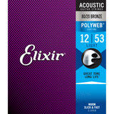 3 Sets Elixir 11050 Polyweb Light 12-53 80/20 Bronze Acoustic Strings