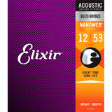 Elixir 11052 Nanoweb Light 12-53 80/20 Bronze Acoustic Guitar Strings