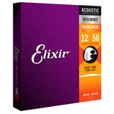 3 Sets Elixir 11077 Nanoweb Light Medium 12-56 80/20 Bronze Acoustic Strings