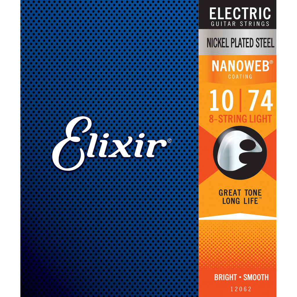 Elixir 12062 8-String Light 10-74 NANOWEB Electric Guitar Strings