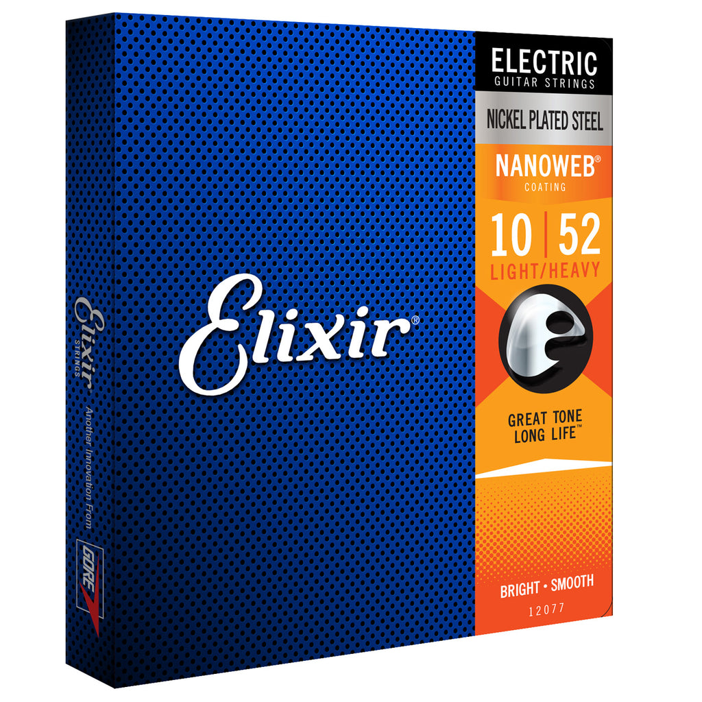 Elixir 12077 Nanoweb Light Heavy 10-52 Electric Guitar Strings