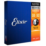 Elixir 12077 Nanoweb Light Heavy 10-52 Electric Guitar Strings