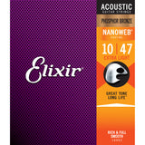 3 Sets Elixir 16002 Acoustic Phosphor Bronze NANOWEB Extra Light 10-47
