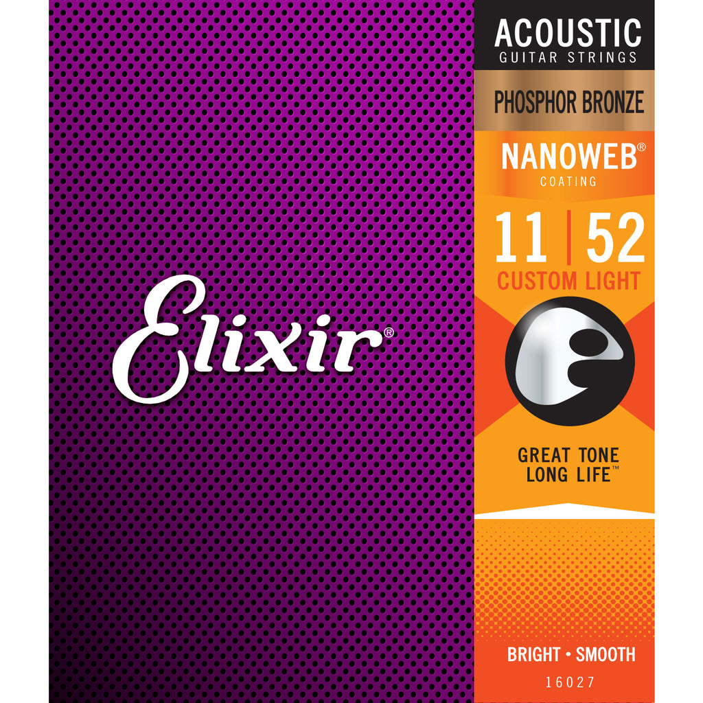 Elixir 16027 Nanoweb Phosphor Bronze Light 11-52 Acoustic Strings