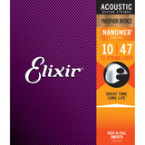 3 Sets Elixir 16152 12-String Light 10-47 Phosphor Bronze Acoustic Nanoweb Strings
