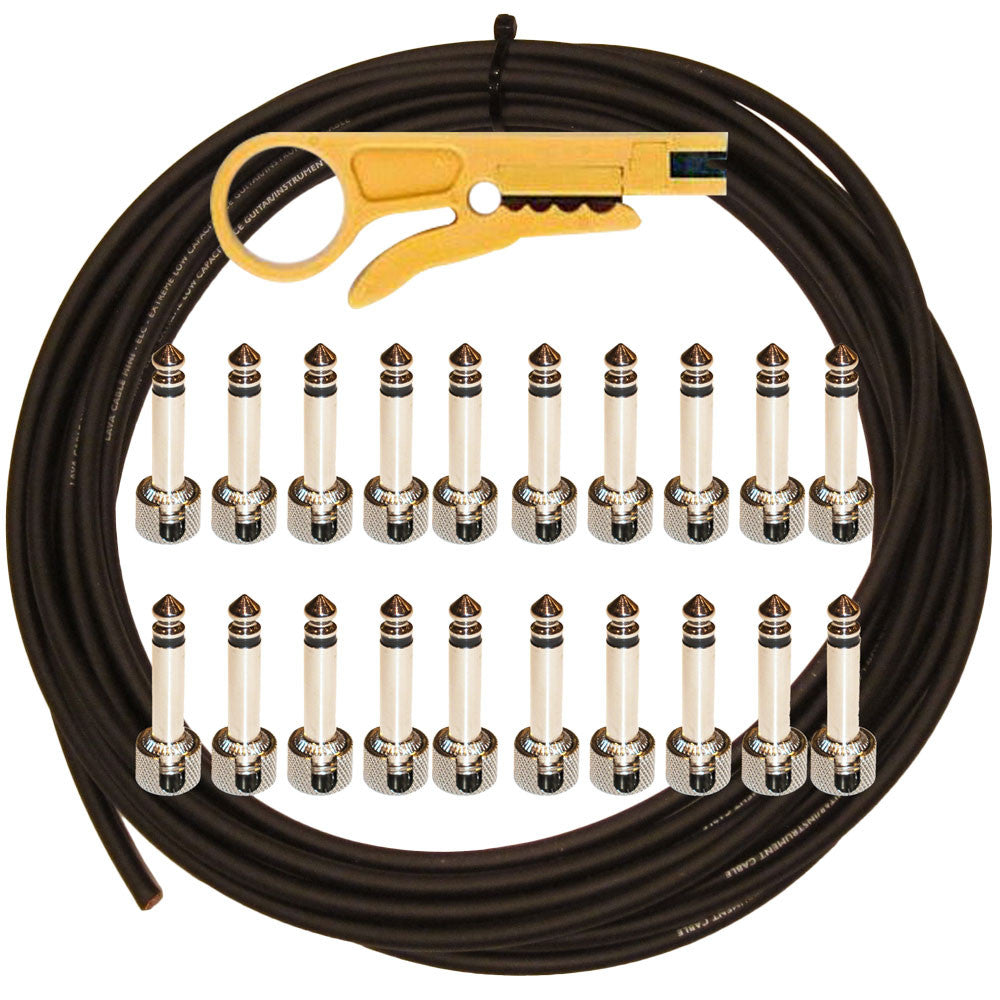 Lava Solder Free Mini ELC 20 Plug & 20' Black Cable Pedalboard Kit