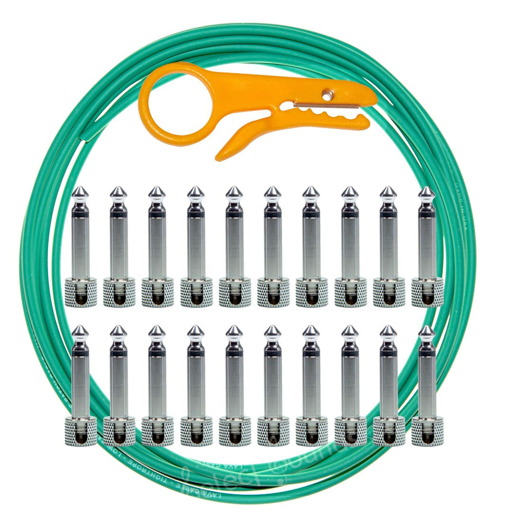 Lava Solder Free 10+20 Green Tightrope Pedalboard Kit - 10' Cable, 20 RA Plugs