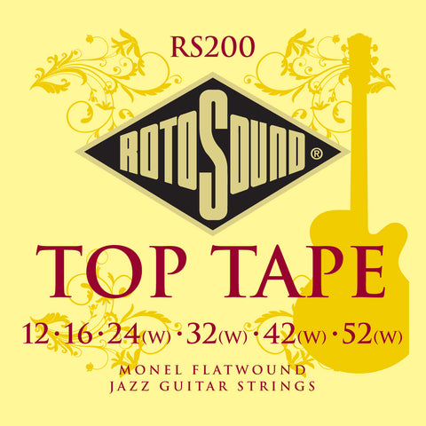 Rotosound RS200 Jazz 12-52 Top Tape Monel Flatwound Electric Guitar Strings