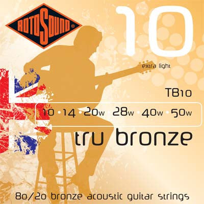 Rotosound TB10 Tru Bronze Extra Light 10-50 Acoustic Guitar Strings
