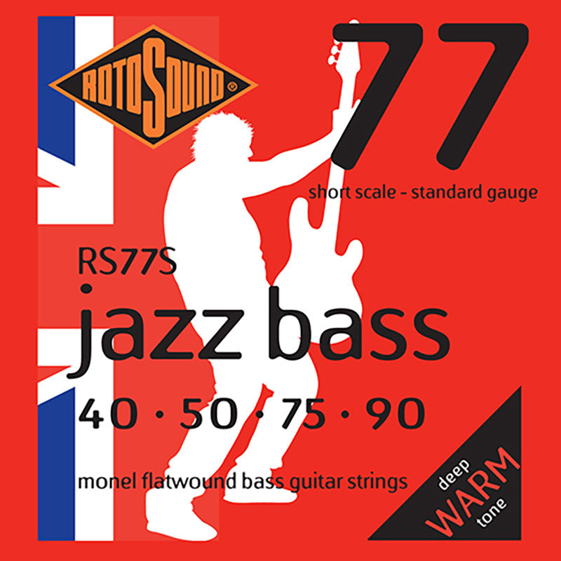 Rotosound RS77S Short Scale 40-90 Monel Flatwound Jazz Bass Bass Guitar Strings