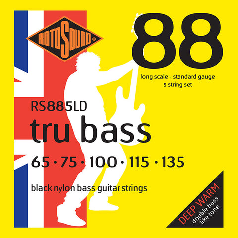 Rotosound RS885LD Tru Bass Black Nylon Flatwound 65-135 Strings