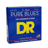 3 Pack DR PURE BLUES Pure Nickel Electric Guitar Strings Medium 10-46